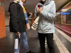My friend Zoë and I posing at a Berlin U-Bahn station
