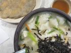 Korean pancake with chicken broth soup