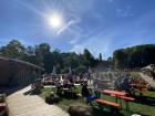 A huge open area for people to enjoy the festival while having special food with their family and friends 