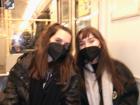 This is me and my friend Elyse riding the U-train!