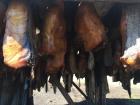 Fermented shark is hung to dry for months before it is safe to consume