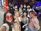 My friends and me outside an arcade