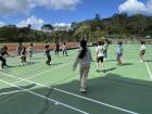The 2nd grade P.E. class playing dodgeball