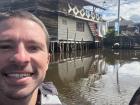 In La Cocha, we traveled by lancha and saw houses on the water