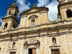 The buildings surrounding the central square in Bogotá include government buildings and a cathedral