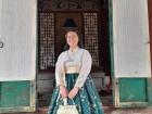 My first time wearing a hanbok, the traditional Korean dress