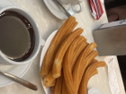 Spanish churros are plain fried dough usually served with a thick dipping chocolate!
