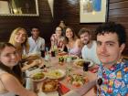 Me and my friends at a restaurant in Mannheim
