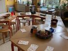 One of the fourth grade rooms and the cornbread we made to celebrate Thanksgiving