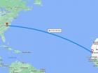 Map from North Carolina to Mauritania