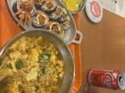 Here is a delicious meal I ate at the bus station: kimbap and ramyeon!