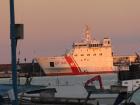 An Italian coast guard ship in the port