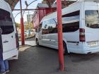 City-to-city marshrutkas waiting for passengers at the station