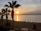 View from a resort of sunset over the Dead Sea