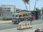 A long, colorful van in Senegal, which reminds me of "tro-tros" in Ghana!