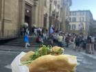 A focaccia and caprese sandwich, one of my favorite quick lunches