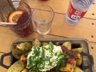 Eating delicious patatas bravas