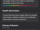 Here you can see the air quality index and how bad the levels can get up to