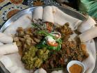 Trying out an Ethiopian restaurant with friends