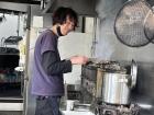 Mr. Surogawa showing us how the chicken is cooked--thank you!