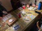 Battery powered lights let us paint even in the dark