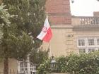 This is a Polish flag with the white eagle that guided Lech on it