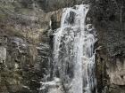 A frozen waterfall upstream from the thermal baths in Tbilisi