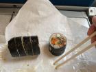 Gimbap is the most popular on-the-go meal in Korea, and I ate it here when I went on the train for a day trip to Suwon