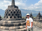 Sebastian at Borobundur Temple in Indonesia