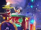 Mickey Mouse waving at the crowd