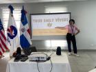 Giving a presentation at the Peace Corps office in Santo Domingo