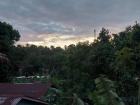Wooden houses at sunset