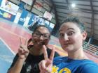 My friend and I at volleyball practice 