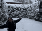 I couldn't miss out and not take pictures after waiting three months, so here I am (freezing!) in the snow!