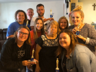 We helped Gloria clean her house; she's pictured here