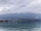 Lake Annecy and the misty mountain
