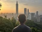 Looking at the city sunset from Elephant Mountain