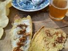Walnut and cheese sandwich on homemade bread