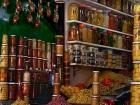 The olive seller in the market in Marrakech