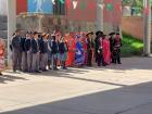 Students from Pueblo Nuevo de los Ángeles in their dancing clothes and uniforms