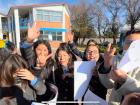 A couple students want to say "hi" to their pen pals