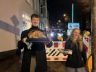My roommate carrying our turkey through the streets of Kiel!