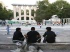 The plaza at Parque México where people gather to play soccer, walk dogs, dance, and more!