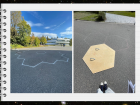 Life-sized chalk drawings of telescopes I helped draw at the beginning of the year for kids to explore