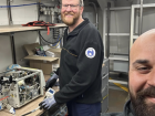 Jakob and Salvo in the atmospheric chemistry lab at the bow of the ship!