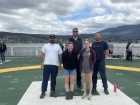 The whole team right as the Nyuina departed Hobart (back left to right: Salvo, Jakob, Tom front: Kelsey, Chelsea)