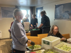 Cutting veggies for the kitchen has been a fun way to pass the time on board the Nuyina