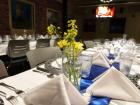 Flowers from the greenhouse adorn tables set for the special midwinter dinner (Kalvin Moschkau, IceCube/NSF)