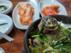 A closer look at the 순대국 (blood sausage soup)