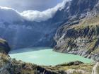 The lagoon inside the crater of the volcano